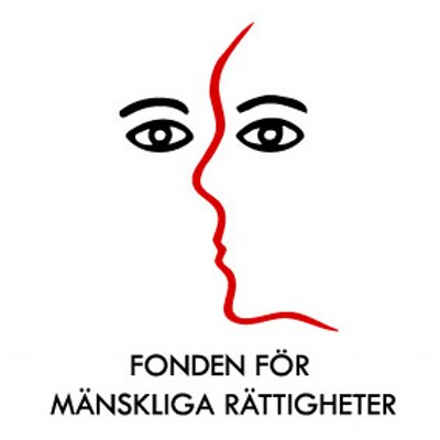 MR-fondens logga i form av ett ansikte i profil, med texten Fonden för mänskliga rättigheter under. 